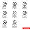 Community safety notice signs icon set of black and white types. Isolated vector sign symbols. Icon pack