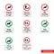 Community safety notice signs icon set of color types. Isolated vector sign symbols. Icon pack