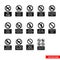 Community safety prohibitory signs icon set of black and white types. Isolated vector sign symbols. Icon pack