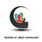 Community symbols. Simple silhouettes of man with best choice gesture. Profile circular labels. Sign of member or user on social