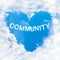 Community word cloud blue sky background only