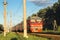 Commuter train in the suburbs of Moscow.