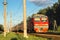 Commuter train in the suburbs of Moscow.