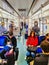 Commuters in Athens Metro Train Carriage, Greece