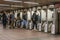 Commuters going through the turnstiles in a subway station in New York City