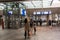 Commuters passengers inside a modern railway station terminal