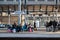 Commuters and travellers waiting for a train on a platform of Newcastle Central Railways Station