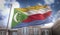 Comoros Flag 3D Rendering on Blue Sky Building Background