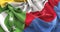 Comoros Flag Ruffled Beautifully Waving Macro Close-Up Shot