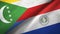 Comoros and Paraguay two flags textile cloth, fabric texture