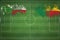 Comoros vs Benin Soccer Match, national colors, national flags, soccer field, football game, Copy space