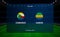 Comoros vs Gabon football scoreboard broadcast graphic soccer