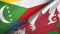 Comoros and Wales two flags textile cloth, fabric texture