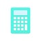 Compact calculator 3d icon. Digital green gadget with white buttons