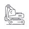 Compact excavator concept icon, linear isolated illustration, thin line vector, web design sign, outline concept symbol