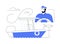 Compact fishing boat abstract concept vector illustration.