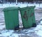 Compact green garbage containers