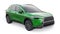 Compact green SUV with a hybrid engine and four-wheel drive for the city and suburban areas on a white isolated