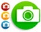Compact - hobby photo camera icon in green, red, yellow, blue co