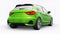 Compact urban premium car in a green hatchback on a white isolated background. 3d illustration