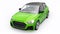 Compact urban premium car in a green hatchback on a white isolated background. 3d illustration