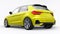 Compact urban premium car in a yellow hatchback on a white isolated background. 3d illustration