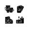 Company branding materials black glyph icons set on white space