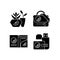 Company branding materials black glyph icons set on white space