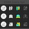 Company branding materials dark theme icons set