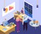 Company business office clerk worker, businessman and businesswoman character work teamwork together 3d isometric vector