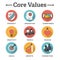 Company Core Values Solid Icons for Websites or Infographics