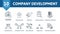 Company Development set icon. Editable icons company development theme such as performance evaluations, career path