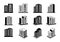 Company icons set on white background, 3D buildings vector collection, Perspective bank and office illustration