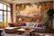 Company living room of Provencal Style Bold Wall Murals. AI Generated