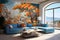 Company living room of Provencal Style Bold Wall Murals. AI Generated