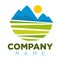 Company logotype with place for name and colorful landscape image