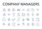 Company managers line icons collection. Business executives, Corporate leaders, Management team, Organization bosses