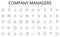 Company managers line icons collection. Stocks, Bonds, Mutual funds, ETFs, REITs, Cryptocurrency, Commodity vector and