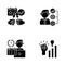 Company occupation black glyph icons set on white space