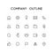 Company outline icon set