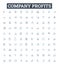 Company profits vector line icons set. Profit, Revenue, Gains, Benefit, Windfall, Surplus, Remuneration illustration