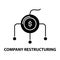 company restructuring icon, black  sign with  strokes, concept illustration
