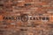 Company sign on brick wall at Salton Winery