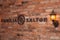 Company sign on brick wall at Salton Winery