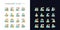 Company staff related light and dark theme RGB color icons set