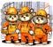 a company of three bears builders in a working form generated by AI, a generative assistant.