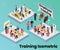 Company training employees for the jobs isometric artwork concept