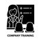 company training icon, black vector sign with editable strokes, concept illustration