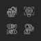 Company values chalk white icons set on black background