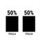 Compare fifty and fifty percent bar chart. 50 and 50 percentage comparison
